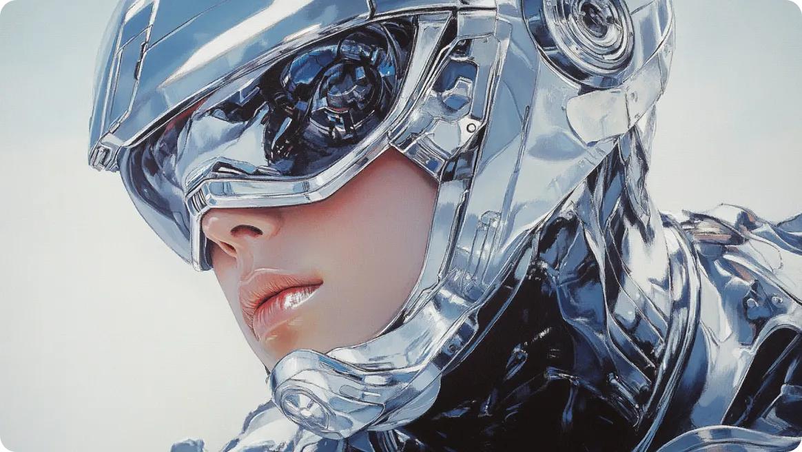 KI-generiertes Bild einer futuristischen Kriegerin mit hochdetaillierten Feinheiten, erstellt mit dem Online-KI-Bildgenerator von AI Ease