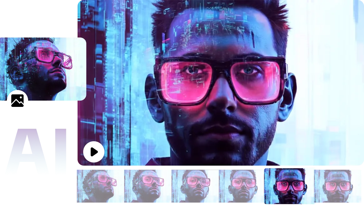 KI-generiertes männliches Bild in AI Ease in ein Video umwandeln