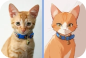 Konvertieren Sie das Katzenbild in einen Cartoon
